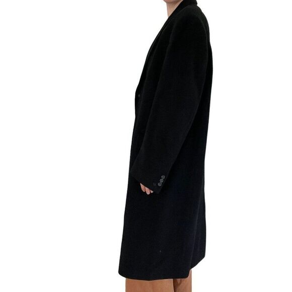 Vintage Unisex Charcoal Gray Cashmere Wool Blend Preppy Long Trench Coat Sz 42R - Picture 8 of 11